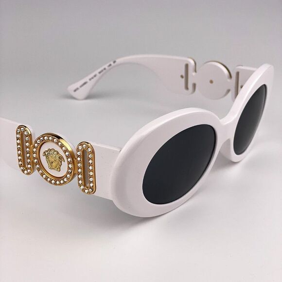 NEW Versace VE4426BU 314/87 MAXI MEDUSA BIGGIE White Dark  Gray Oval Sunglasses - Picture 6 of 12